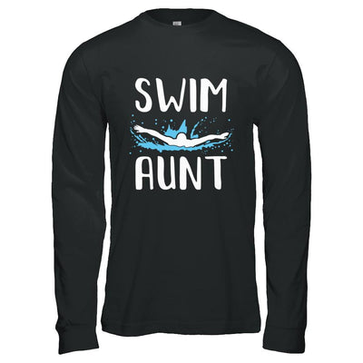 Swim Aunt Funny Swimming Birthday Gift-T-Shirt & Hoodie-Long Sleeve T-Shirt-Black