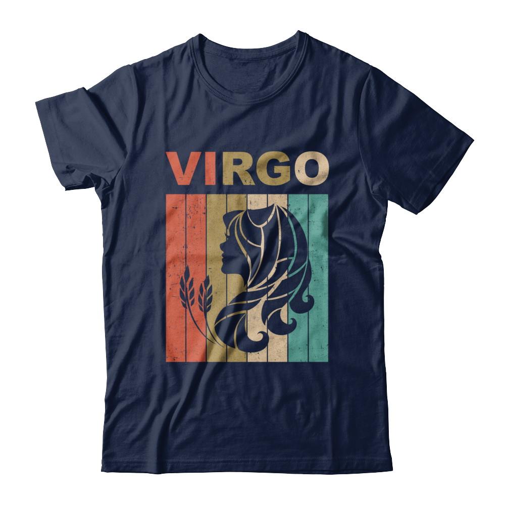 Vintage Virgo Zodiac August September Birthday Gift-T-Shirt & Hoodie-Classic T-Shirt-Navy