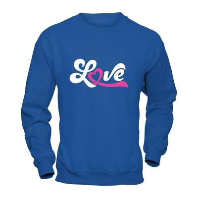 Love Pink Awareness Ribbon-T-Shirt & Hoodie-Crewneck Sweatshirt-Royal