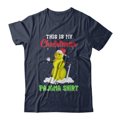 This Is My Christmas Pajama Xmas Snowman Softball-T-Shirt & Sweatshirt-Classic T-Shirt-Navy