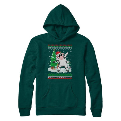Santa Hat Cow Dabbing Christmas Ugly Sweater-T-Shirt & Sweatshirt-Pullover Hoodie-Deep Forest
