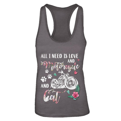 All I Need Is Love And A Motorcycle And A Cat-T-Shirt & Tank Top-Women's Ideal Racerback Tank-Dark Grey