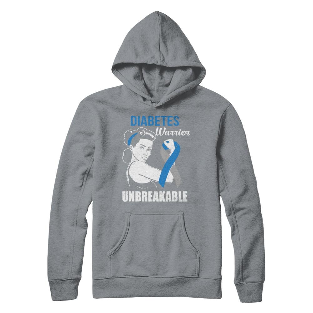 Diabetes Warrior Unbreakable Diabetes Awareness-T-Shirt & Hoodie-Pullover Hoodie-Light Steel