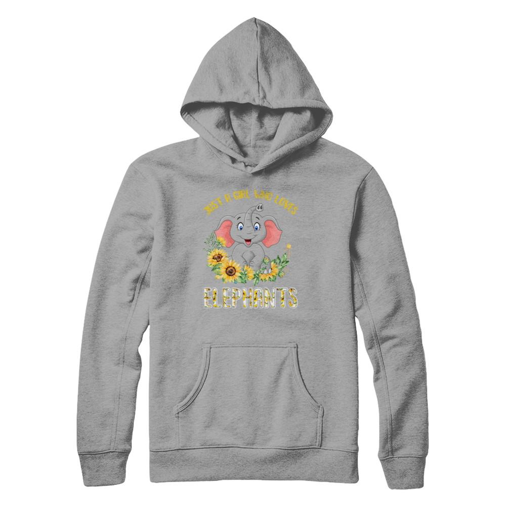 Just A Girl Who Loves Elephants And Sunflowers-T-Shirt & Hoodie-Pullover Hoodie-Light Steel