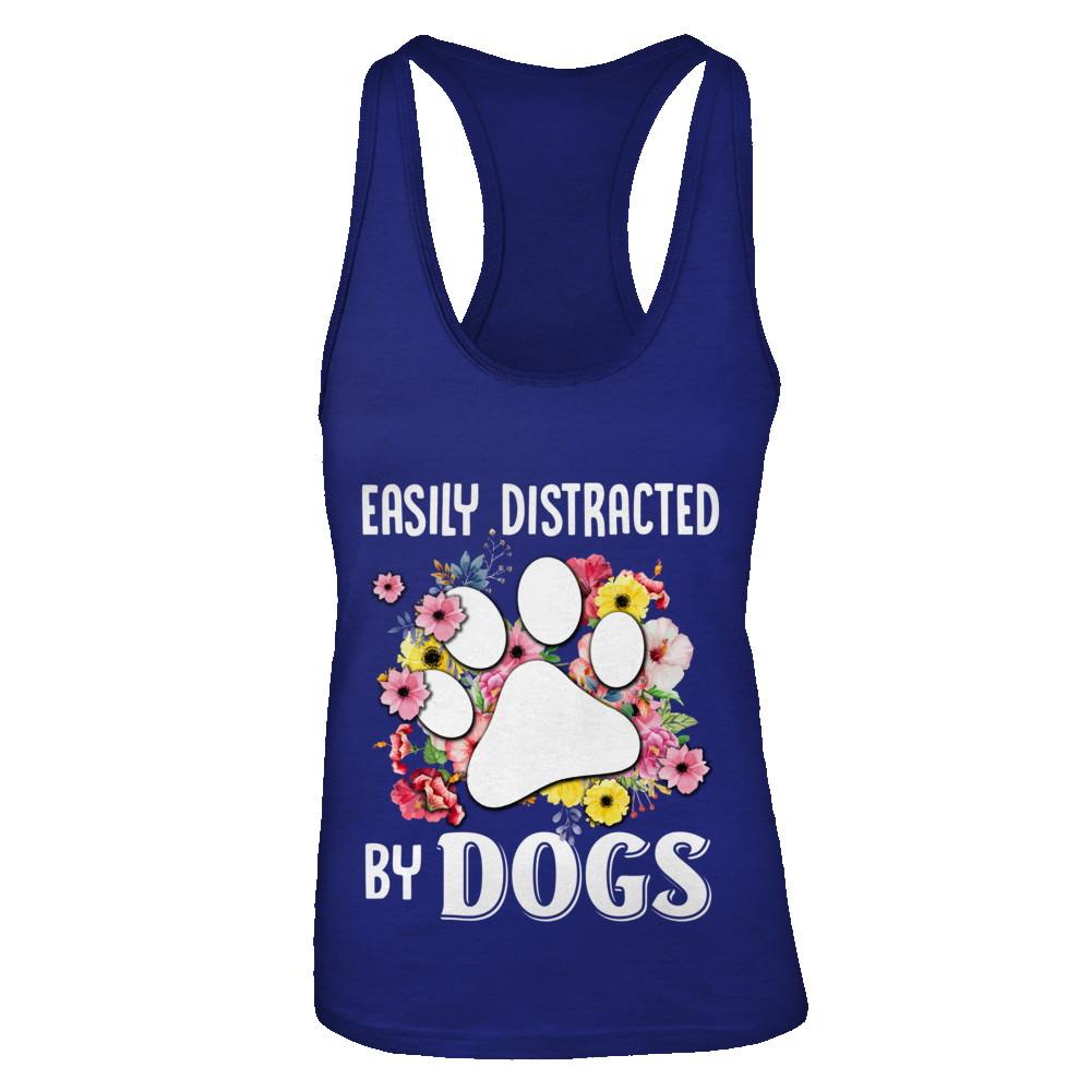 Easily Distracted By Dogs-T-Shirt & Tank Top-Women's Ideal Racerback Tank-Royal