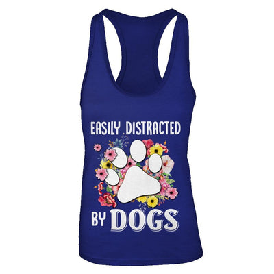 Easily Distracted By Dogs-T-Shirt & Tank Top-Women's Ideal Racerback Tank-Royal