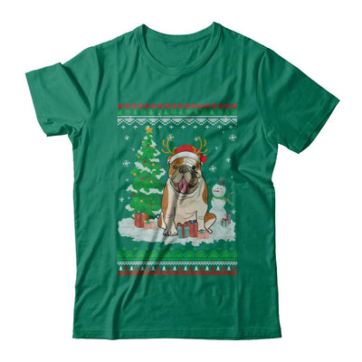 Cute Reindeer Bulldog Christmas Puppie Dog Sweater-T-Shirt & Sweatshirt-Classic T-Shirt-Kelly Green