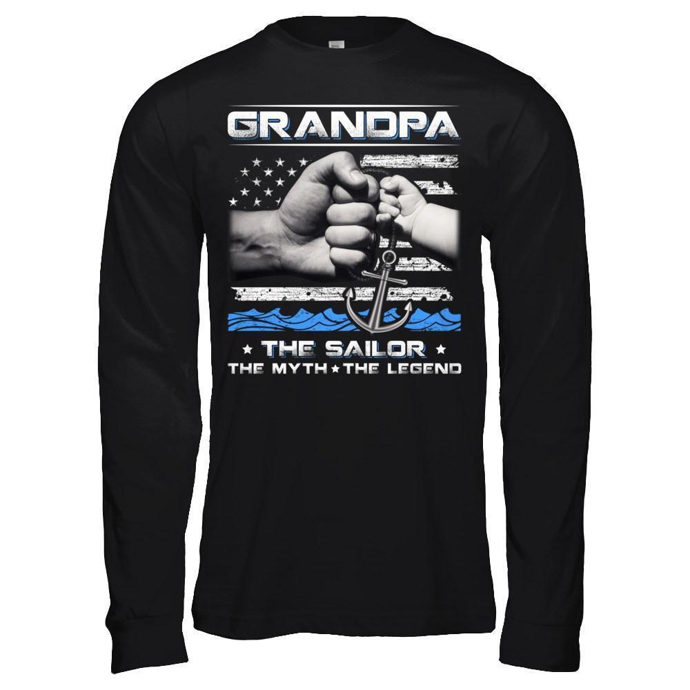 Veteran Grandpa The Sailor The Myth The Legend-T-Shirt & Hoodie-Long Sleeve T-Shirt-Black