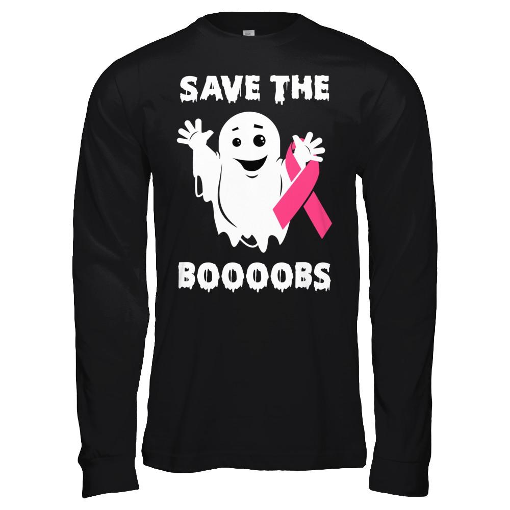 Halloween Save The Boobs Breast Cancer Awareness-T-Shirt & Hoodie-Long Sleeve T-Shirt-Black