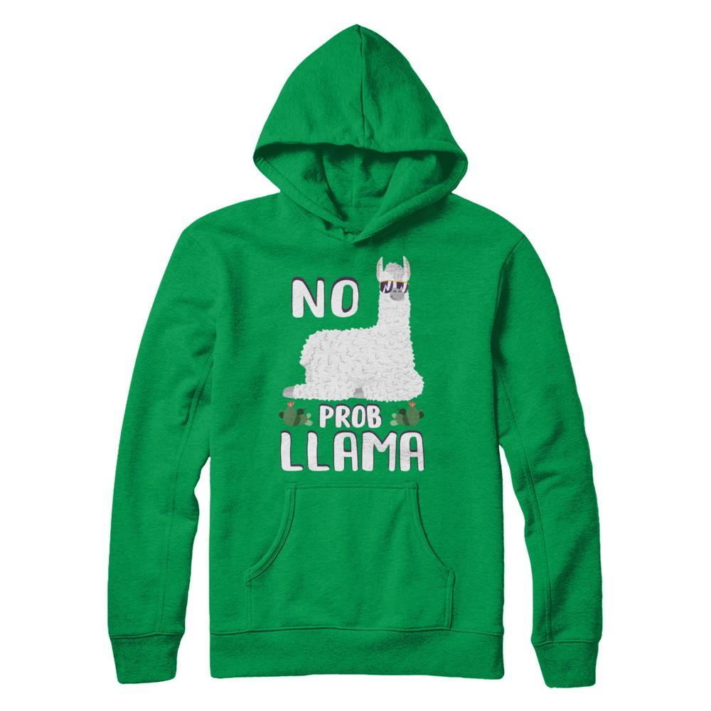 No Prob Llama No Drama Mama Alpaca Llamacorn-T-Shirt & Hoodie-Pullover Hoodie-Irish Green