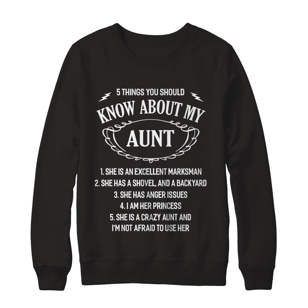 5 Things You Should Know About My Aunt Niece-T-Shirt & Sweatshirt-Crewneck Sweatshirt-Black
