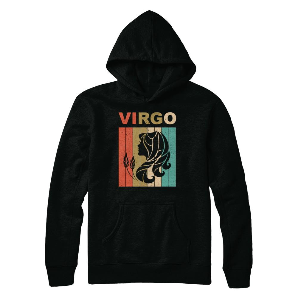 Vintage Virgo Zodiac August September Birthday Gift-T-Shirt & Hoodie-Pullover Hoodie-Black