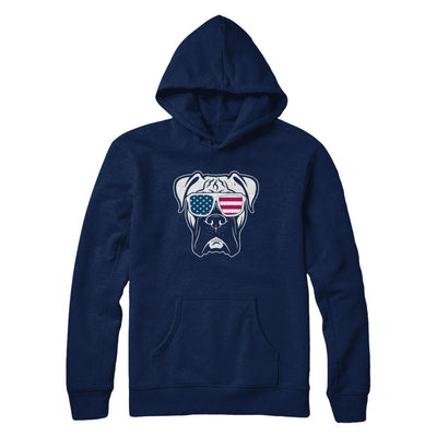Boxer Dog American Flag Glasses 4Th Of July-T-Shirt & Hoodie-Pullover Hoodie-Navy
