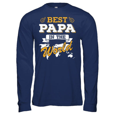 Best Papa In The World-T-Shirt & Hoodie-Long Sleeve T-Shirt-Navy