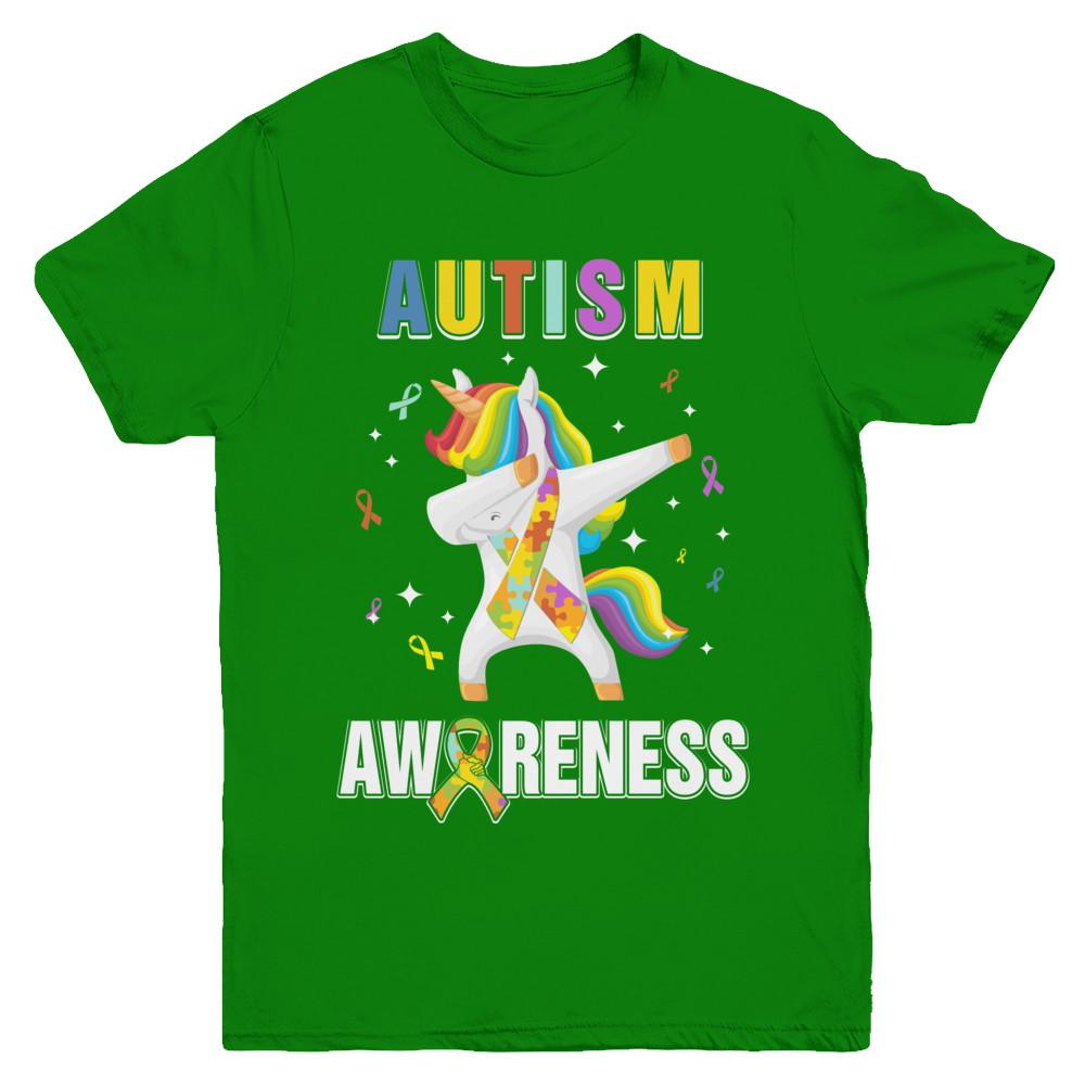 Inspirational Autism Awareness Unicorn Support Youth-Youth Shirt-Youth T-Shirt-Irish Green