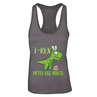 Funny Easter Bunny Dinosaur T-Rex Hates Egg Hunts-T-Shirt & Tank Top-Women's Ideal Racerback Tank-Dark Grey