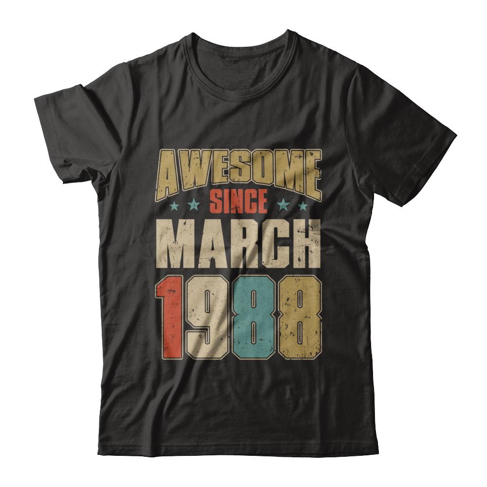Vintage Retro Awesome Since March 1988 34th Birthday