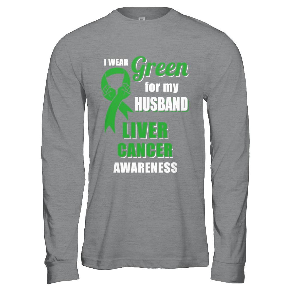 I Wear Green For My Husband Liver Cancer Wife-T-Shirt & Hoodie-Long Sleeve T-Shirt-Sport Grey