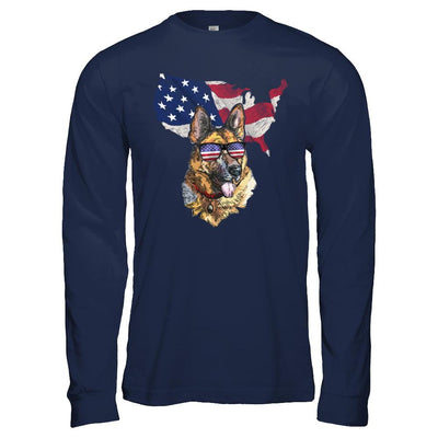Funny Patriot German Shepherd Dog 4Th Of July American Flag-T-Shirt & Hoodie-Long Sleeve T-Shirt-Navy