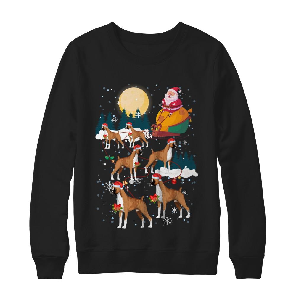 Dog Reindeer Boxer Christmas Gift-T-Shirt & Sweatshirt-Crewneck Sweatshirt-Black