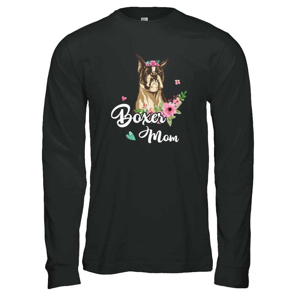 Boxer Mom Funny Dog Mom Gift Idea-T-Shirt & Tank Top-Long Sleeve T-Shirt-Black