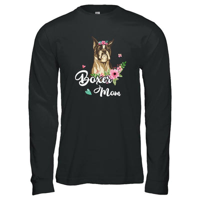 Boxer Mom Funny Dog Mom Gift Idea-T-Shirt & Tank Top-Long Sleeve T-Shirt-Black