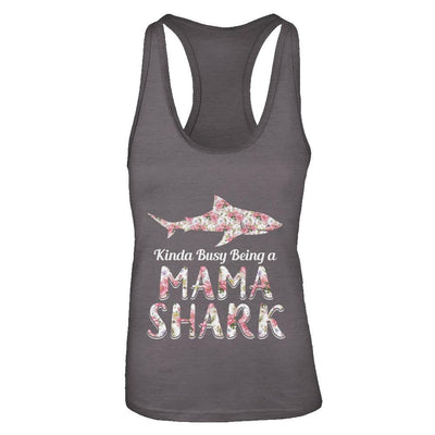 Mama Shark Kinda Busy Being A Mamashark-T-Shirt & Tank Top-Women's Ideal Racerback Tank-Dark Grey