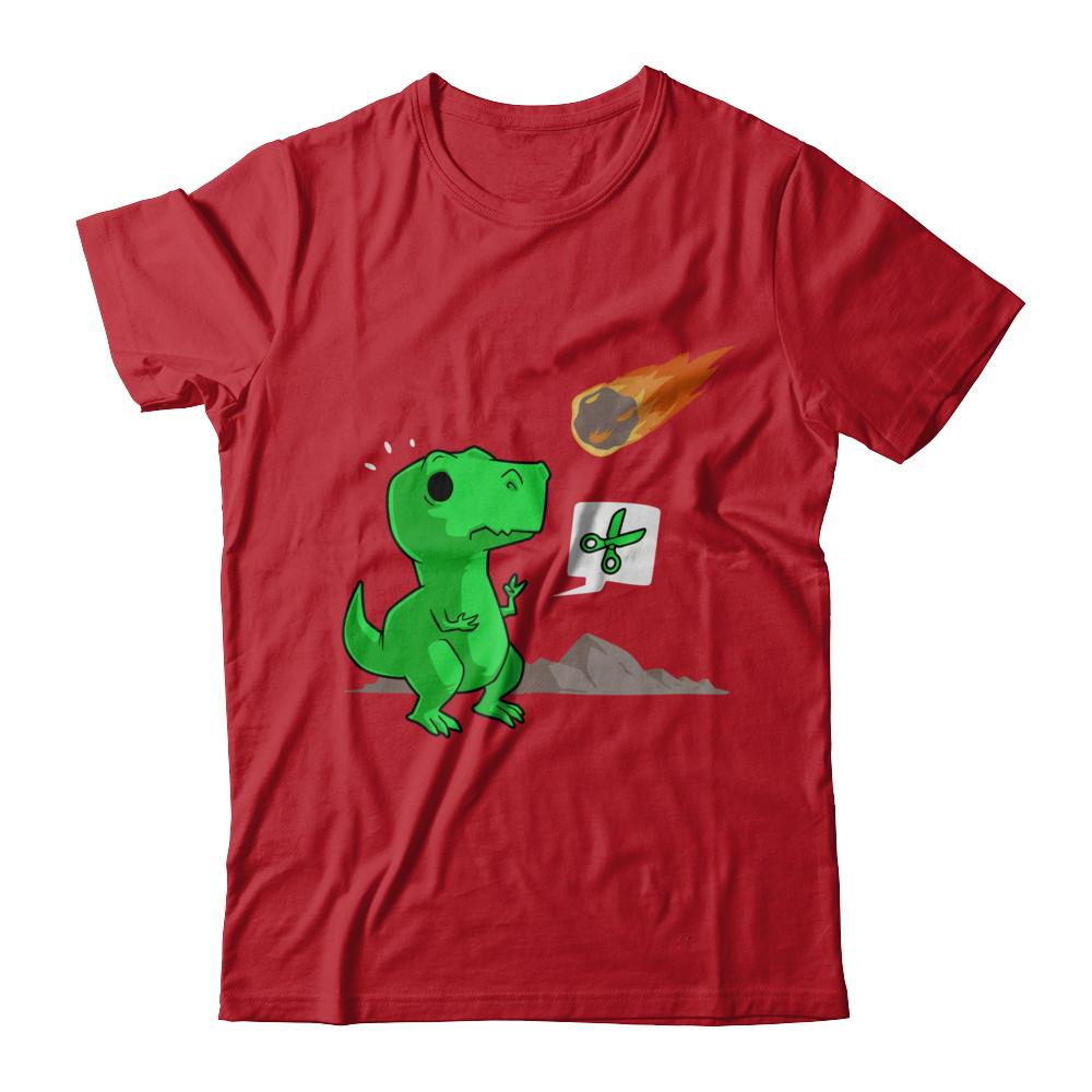 Rock Paper Scissors Funny Dinosaur-T-Shirt & Hoodie-Classic T-Shirt-Red