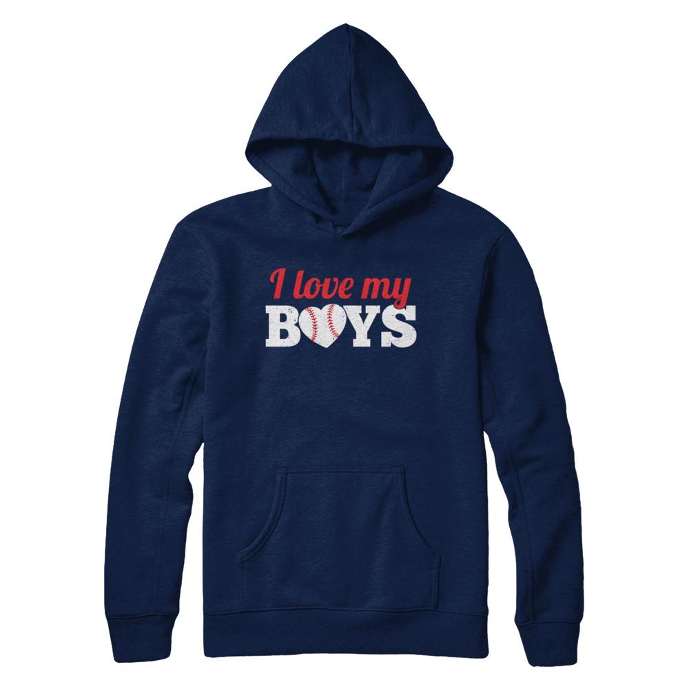 Love My Boys Mom And Dad Baseball-T-Shirt & Hoodie-Pullover Hoodie-Navy