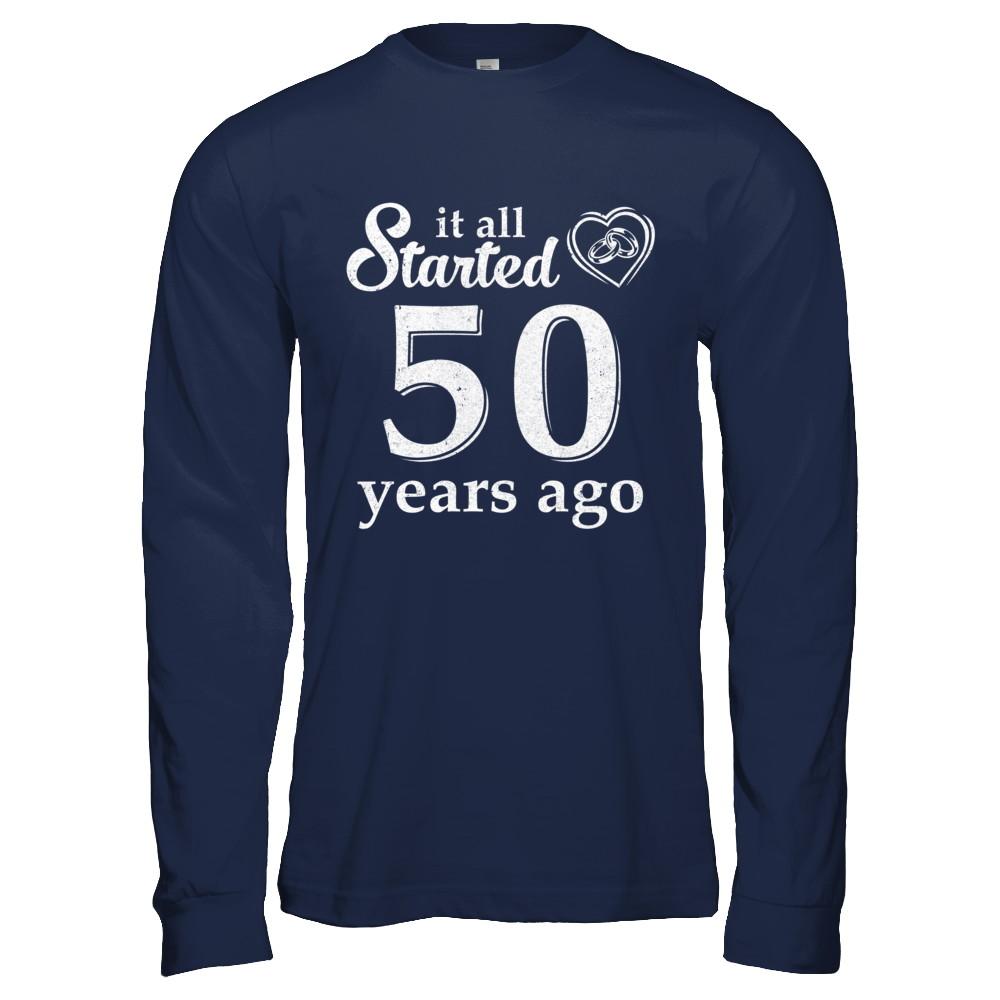 50Th Wedding Anniversary Married Couples 1971 Husband Wife-T-Shirt & Hoodie-Long Sleeve T-Shirt-Navy