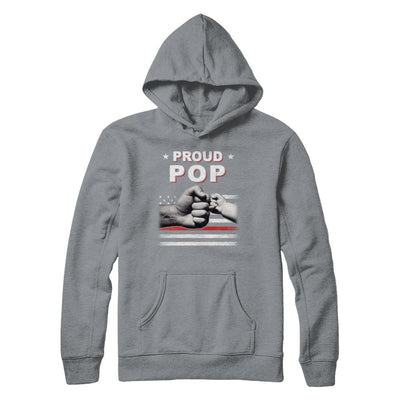Proud Pop Fireman Firefighter Thin Red Line Flag Fathers Day-T-Shirt & Hoodie-Pullover Hoodie-Light Steel