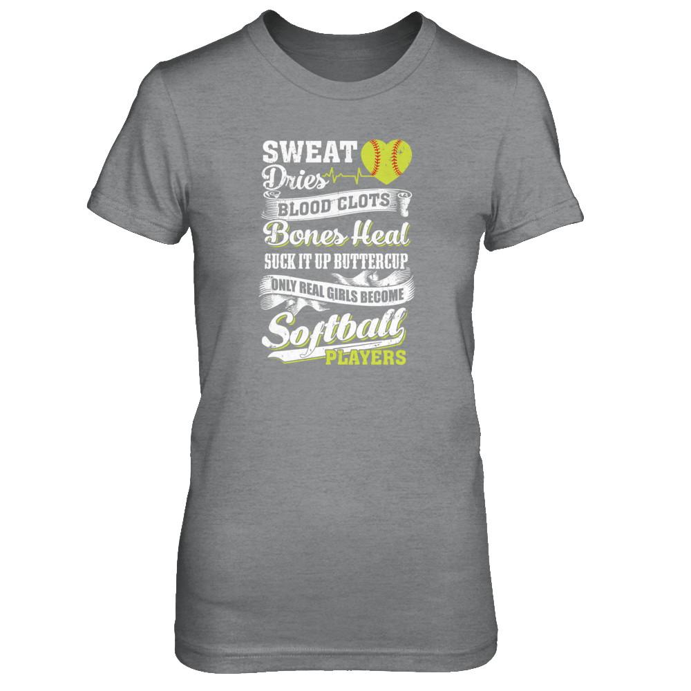 Real Girls Become Softball Players-T-Shirt & Tank Top-Women's T-Shirt-Sport Grey