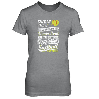 Real Girls Become Softball Players-T-Shirt & Tank Top-Women's T-Shirt-Sport Grey