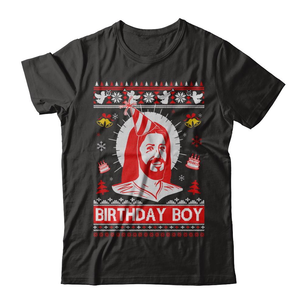 Jesus Birthday Boy Ugly Christmas Sweater-T-Shirt & Sweatshirt-Premium T-Shirt-Black