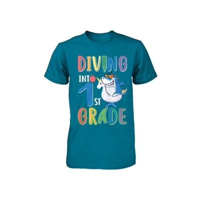 Diving Into 1st Grade Back To School Shark Youth-Youth Shirt-