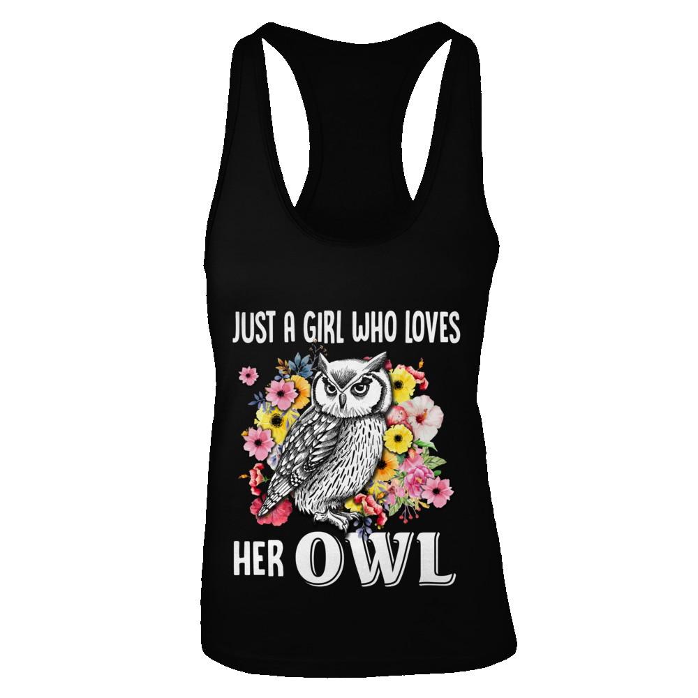 Just A Girl Who Loves Her Owl-T-Shirt & Tank Top-Women's Ideal Racerback Tank-Black