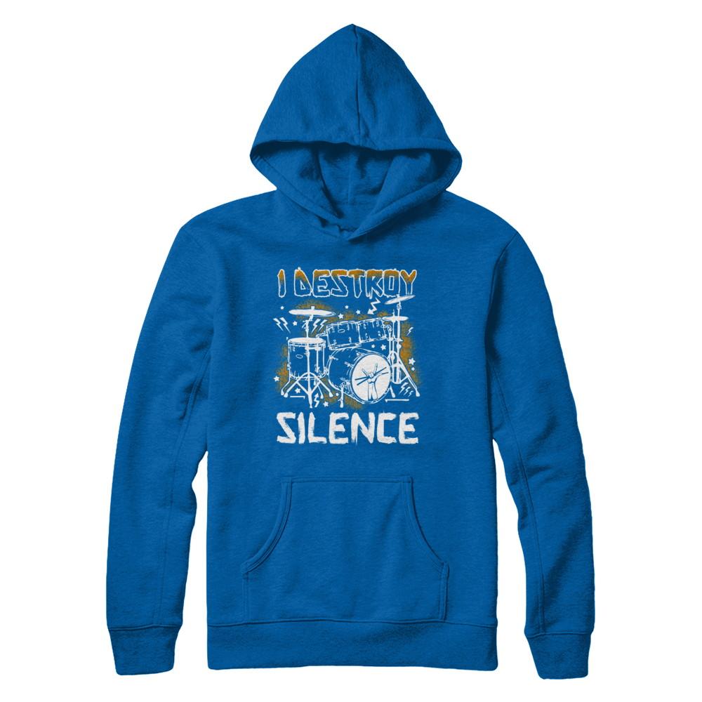 I Destroy Silence Drums Funny Drummer Musician-T-Shirt & Hoodie-Pullover Hoodie-Royal
