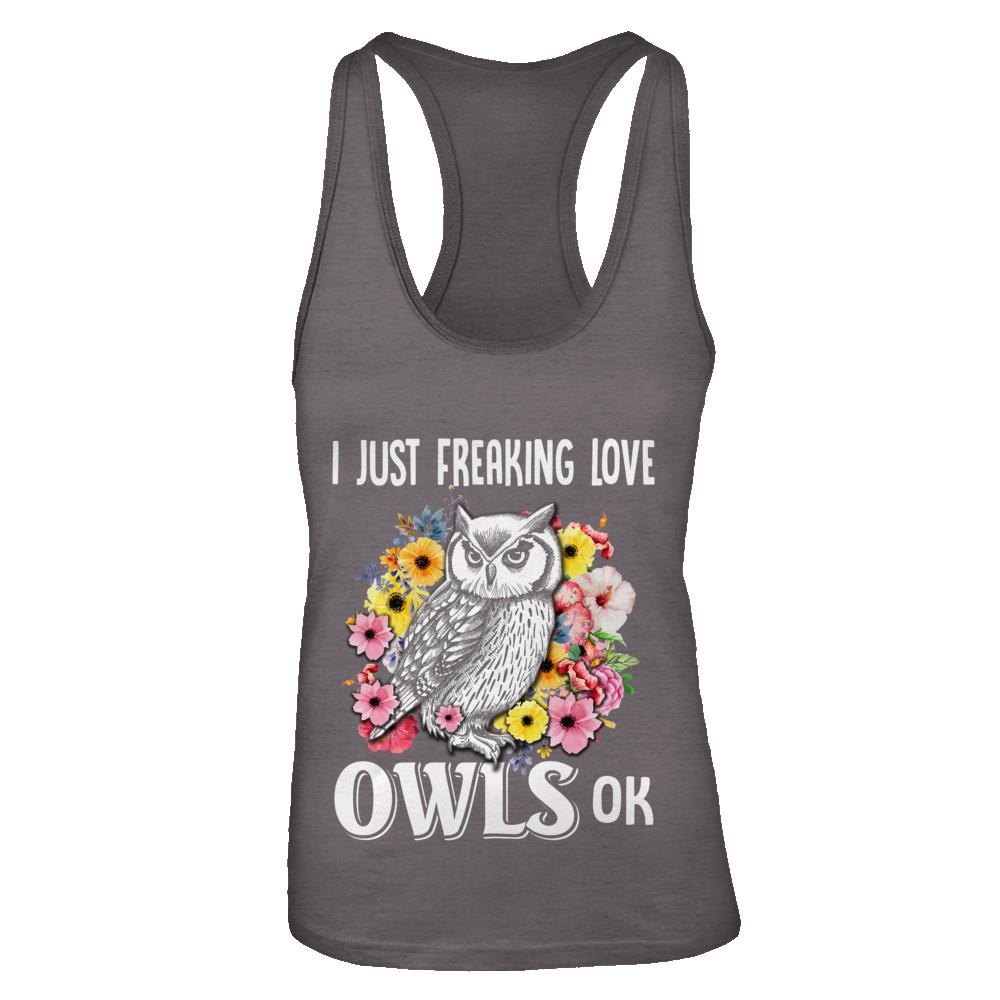 I Just Freaking Love Owls-T-Shirt & Tank Top-Women's Ideal Racerback Tank-Dark Grey