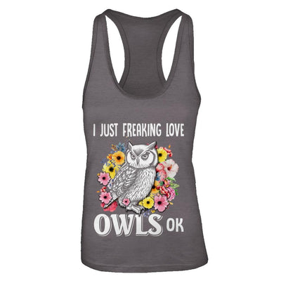 I Just Freaking Love Owls-T-Shirt & Tank Top-Women's Ideal Racerback Tank-Dark Grey
