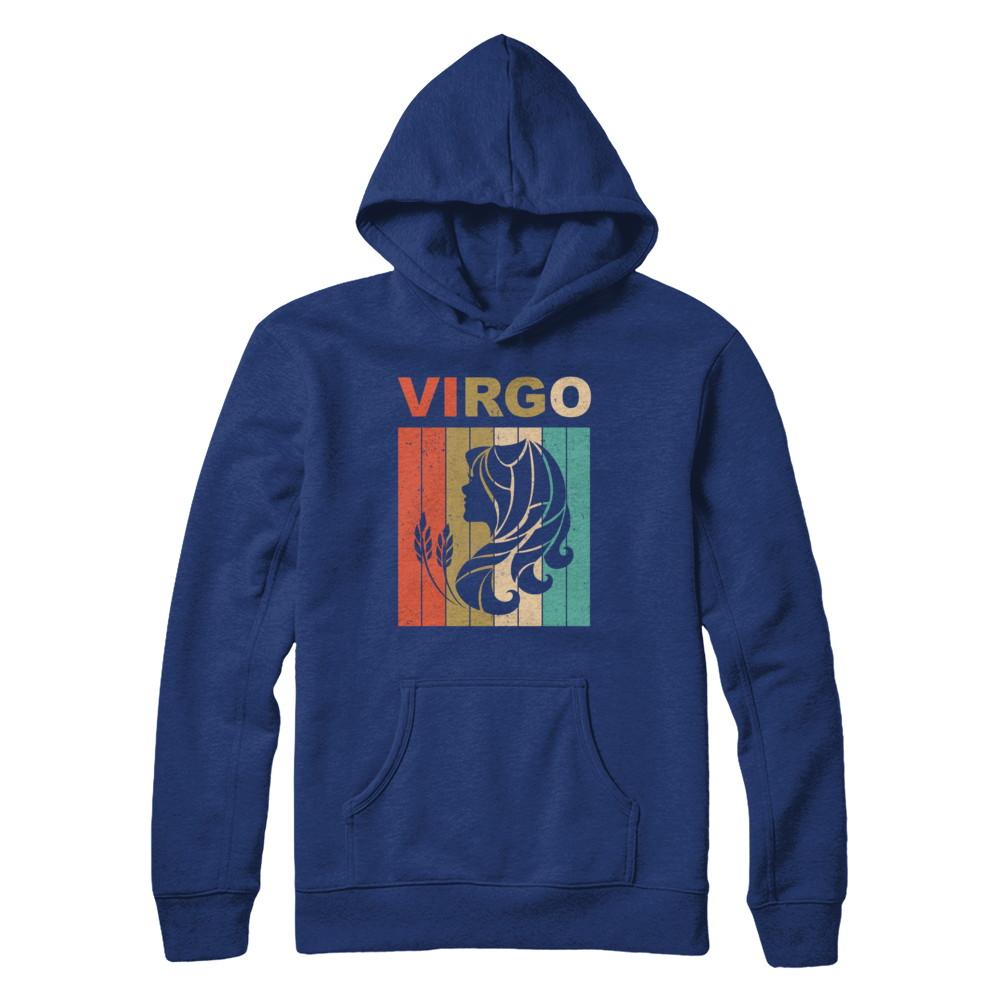 Vintage Virgo Zodiac August September Birthday Gift-T-Shirt & Hoodie-Pullover Hoodie-Deep Royal