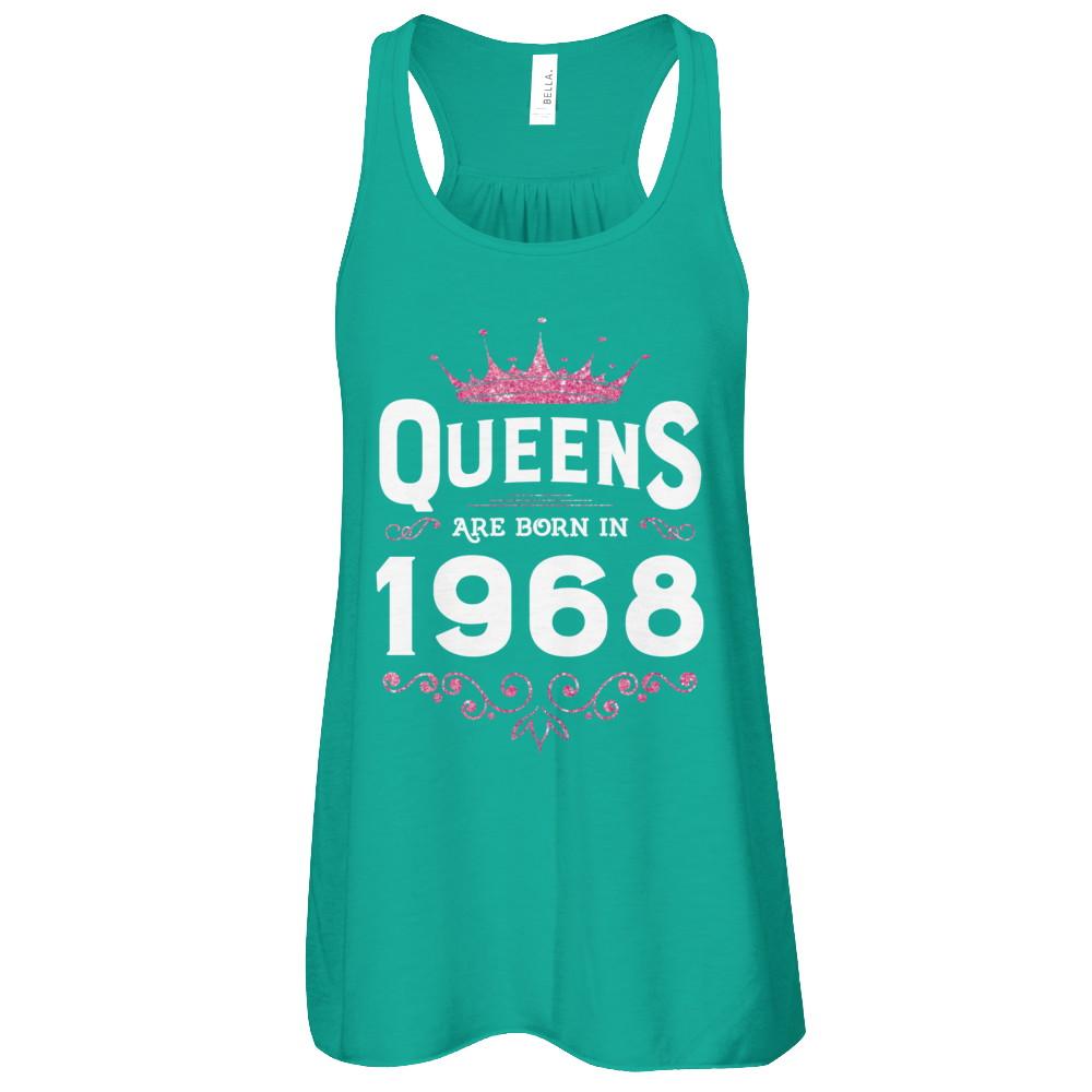 Queens Are Born In 1968 Birthday Gift-T-Shirt & Tank Top-Women's Flowy Racerback Tank-Kelly