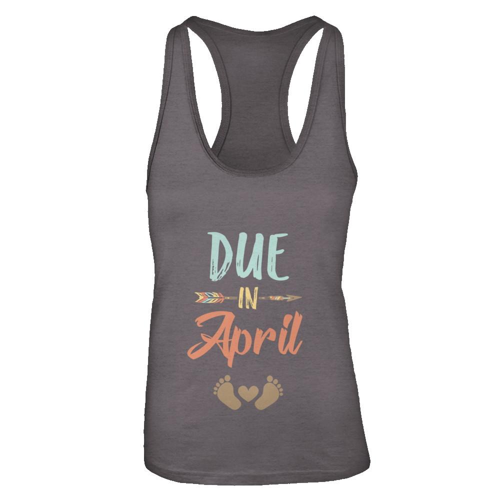 Due Date April 2021 Announcement Mommy Bump Pregnancy-T-Shirt & Tank Top-Women's Ideal Racerback Tank-Dark Grey