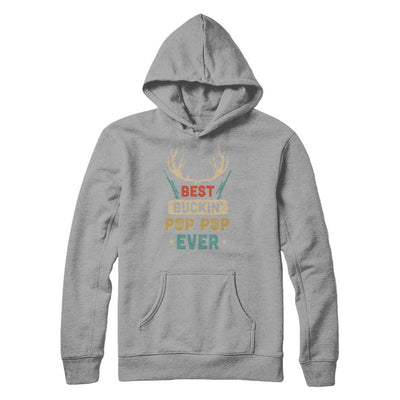 Vintage Best Buckin' Pop Pop Ever Deer Hunting-T-Shirt & Hoodie-Pullover Hoodie-Light Steel