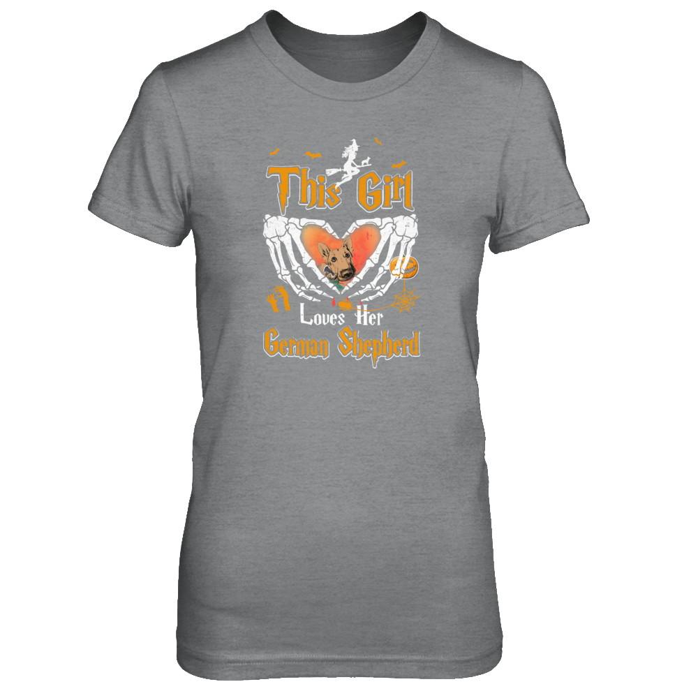 This Girl Love Her Dog German Shepherd Halloween-T-Shirt & Tank Top-Women's T-Shirt-Sport Grey