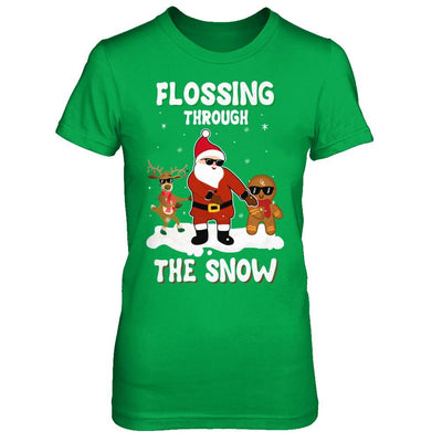 Flossing Through The Snow Santa Reindeer Gingerbread-T-Shirt & Sweatshirt-Women's T-Shirt-Irish Green