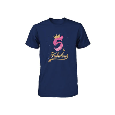 5Th And Fabulous Five Birthday Youth-Youth Shirt-Youth T-Shirt-Navy