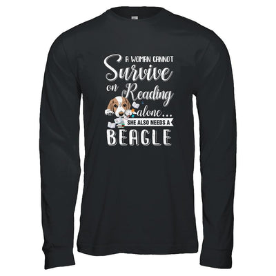 A Woman Cannot Survive On Reading Alone Beagle-T-Shirt & Tank Top-Long Sleeve T-Shirt-Black