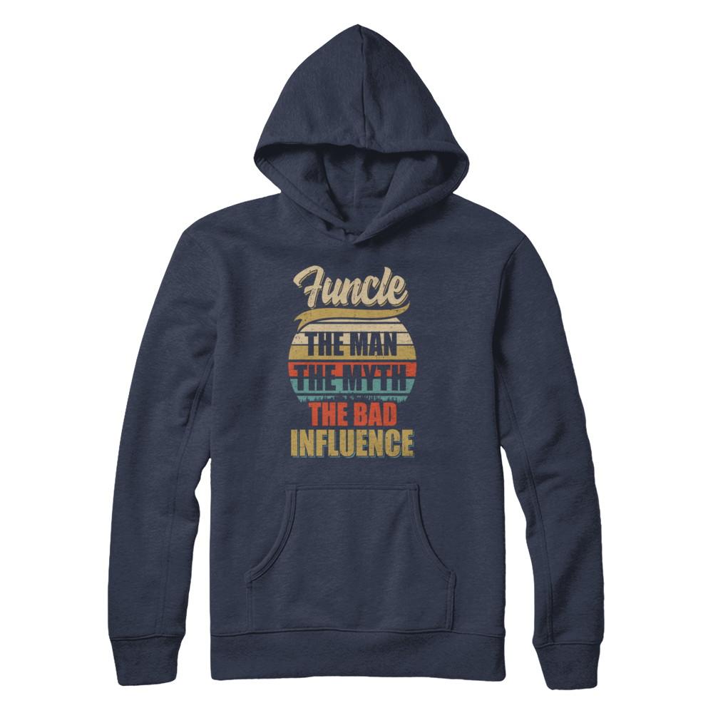 Vintage Funcle The Man The Myth The Bad Influence-T-Shirt & Hoodie-Pullover Hoodie-Navy