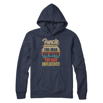 Vintage Funcle The Man The Myth The Bad Influence-T-Shirt & Hoodie-Pullover Hoodie-Navy