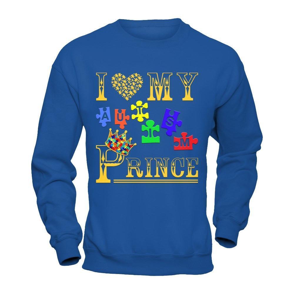 I Love My Autism Prince-T-Shirt & Hoodie-Crewneck Sweatshirt-Royal